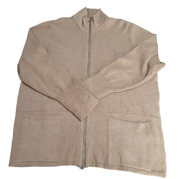 Liz Claiborne Women's XXL Signature Caramel Brown Full Zip Sweater NWT - Picture 3 of 13